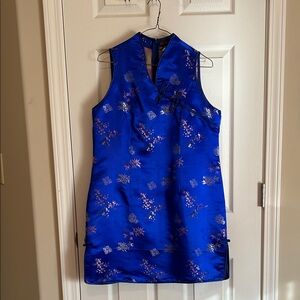 Elegant Blue Floral Women's Dress